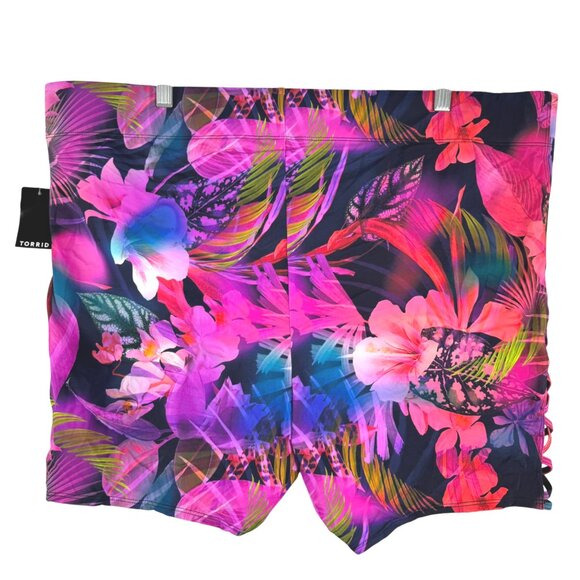 Torrid Swim Shorts Bottom 3X Multi Leaves Floral Print Strappy NWT SW-2101 - Picture 5 of 10